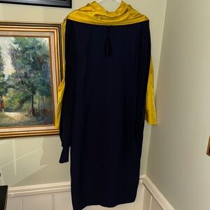 Roksanda Navy Yellow Gold Cape Women's Dress Gown UK 14 US 8 Gown Designer M